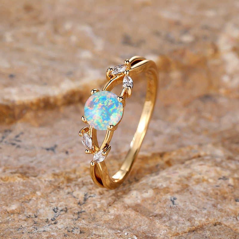 Olivenorma "Reinige Energie" Zarter Opal Beschichteter Marquise Zirkon Ring