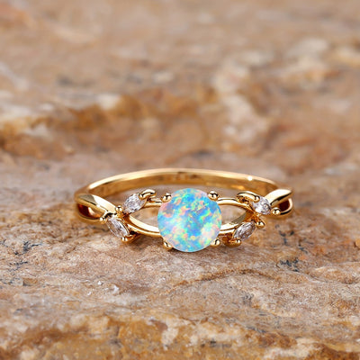 Olivenorma "Reinige Energie" Zarter Opal Beschichteter Marquise Zirkon Ring