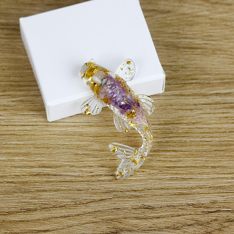 Olivenorma Ocean Harmony Kristallfischfigur Edelsteindekoration - Lila - Mit Karte - image 35