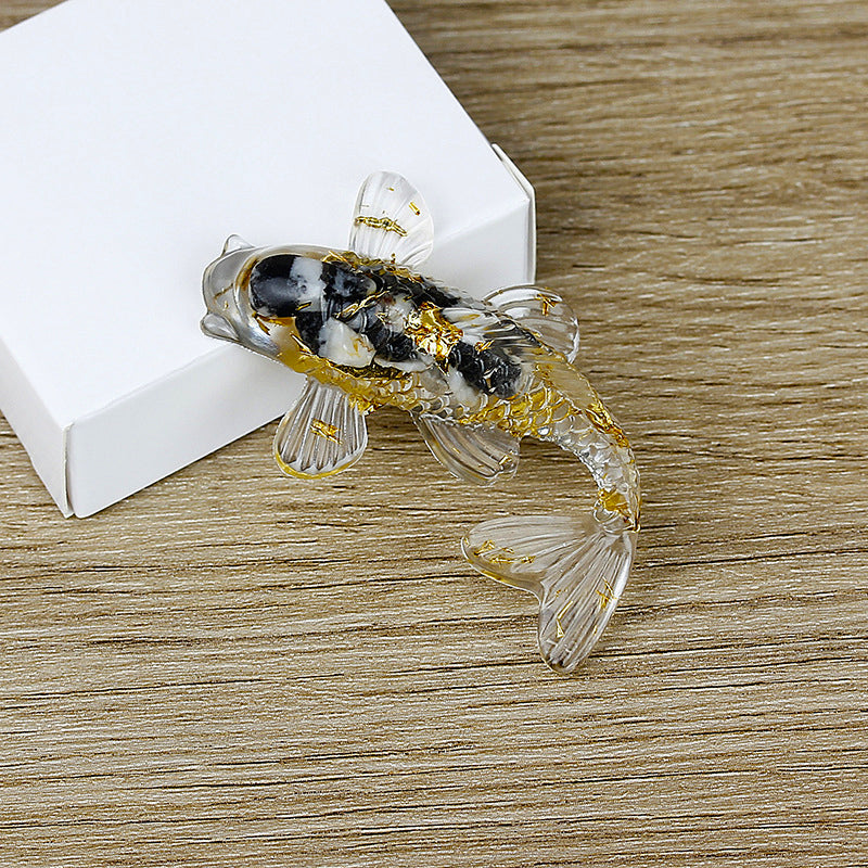 Olivenorma Ocean Harmony Kristallfischfigur Edelsteindekoration - Schneeflockenobsidian - Mit Karte - image 36