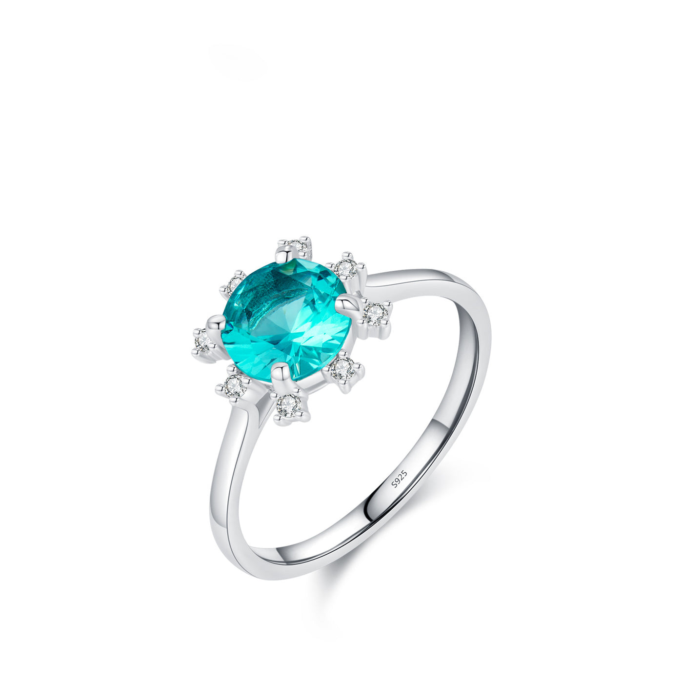 Olivenorma S925 Sterling Silber Paraiba Turmalin Sonnenblumenring 