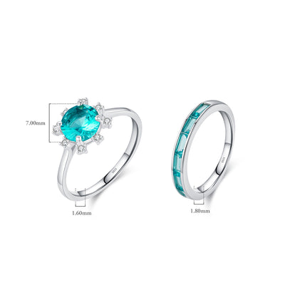 Olivenorma S925 Sterling Silber Paraiba Turmalin Sonnenblumenring 