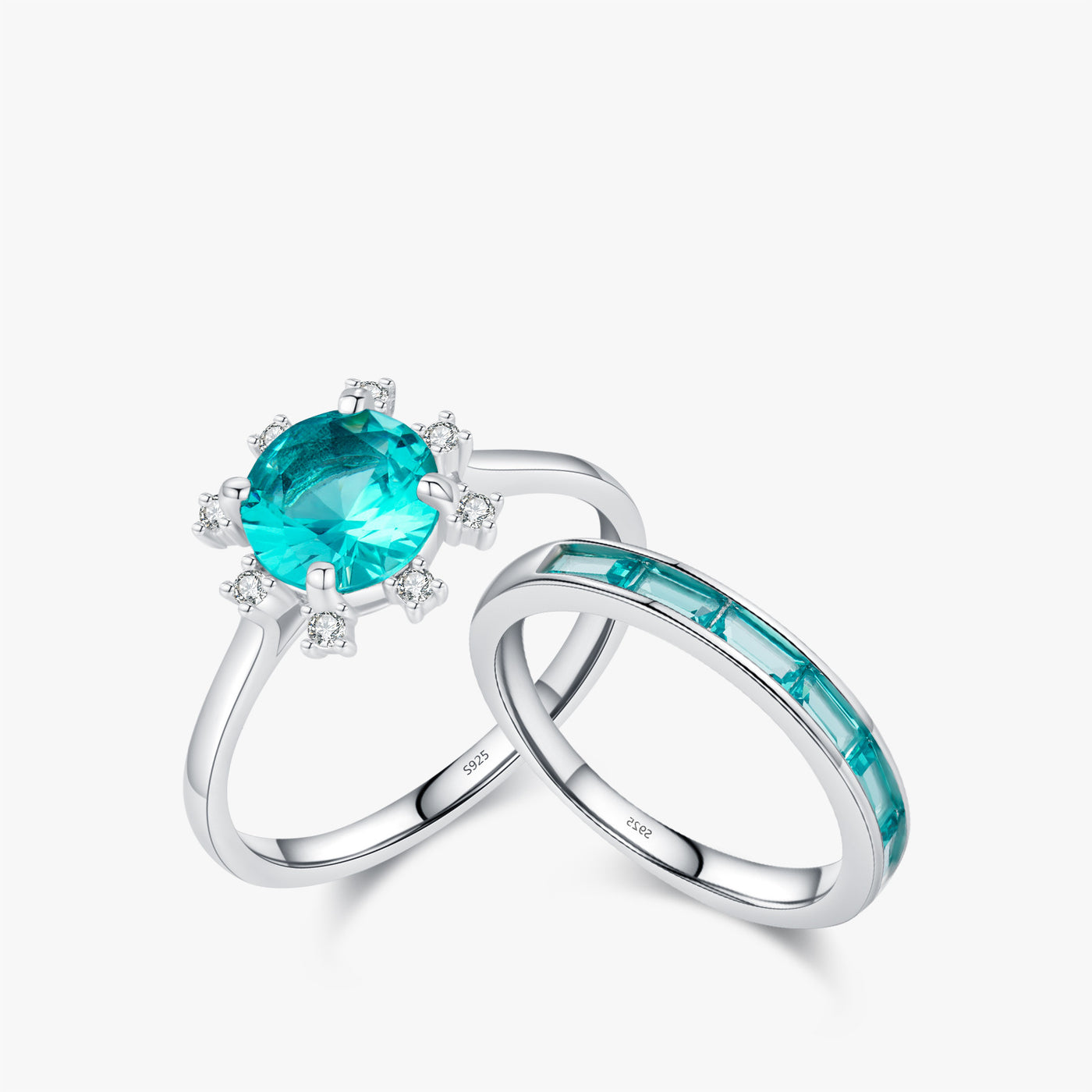 Olivenorma S925 Sterling Silber Paraiba Turmalin Sonnenblumenring 