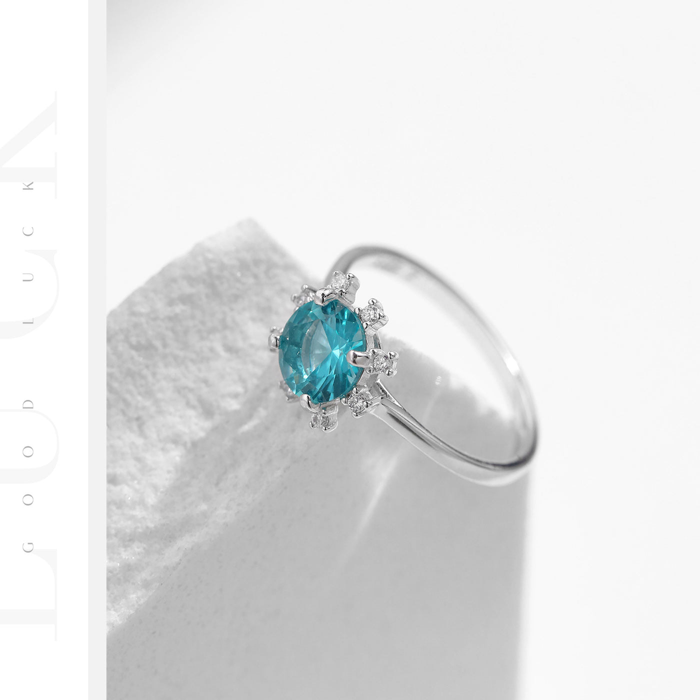 Olivenorma S925 Sterling Silber Paraiba Turmalin Sonnenblumenring 