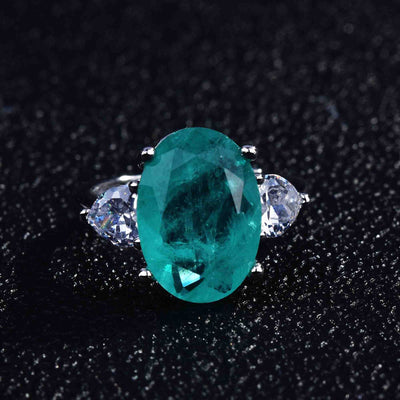 Olivenorma Verschiedene Paraiba-Turmalin Simulierte Diamant Verstellbarer Ring