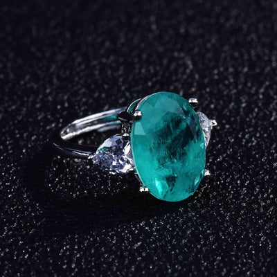 Olivenorma Verschiedene Paraiba-Turmalin Simulierte Diamant Verstellbarer Ring