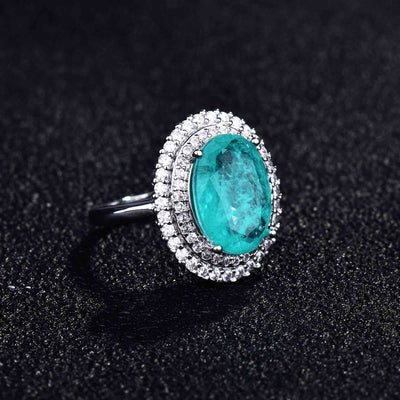 Olivenorma Verschiedene Paraiba-Turmalin Simulierte Diamant Verstellbarer Ring