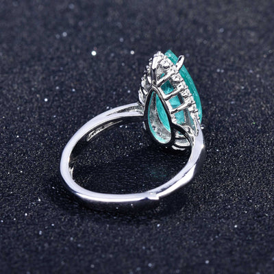 Olivenorma Verschiedene Paraiba-Turmalin Simulierte Diamant Verstellbarer Ring