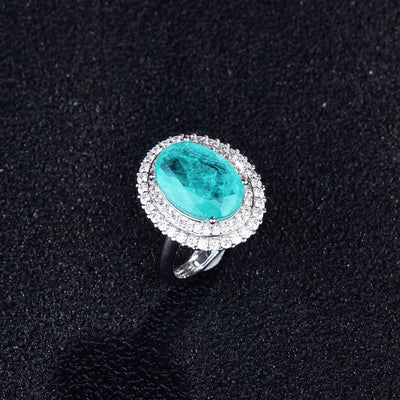 Olivenorma Verschiedene Paraiba-Turmalin Simulierte Diamant Verstellbarer Ring