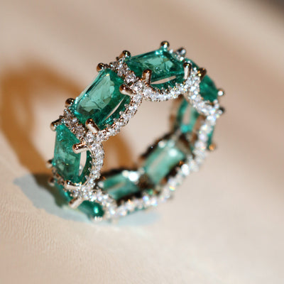 Olivenorma Ocean Blue Paraiba Turmalin Voll Ewigkeit Ring 