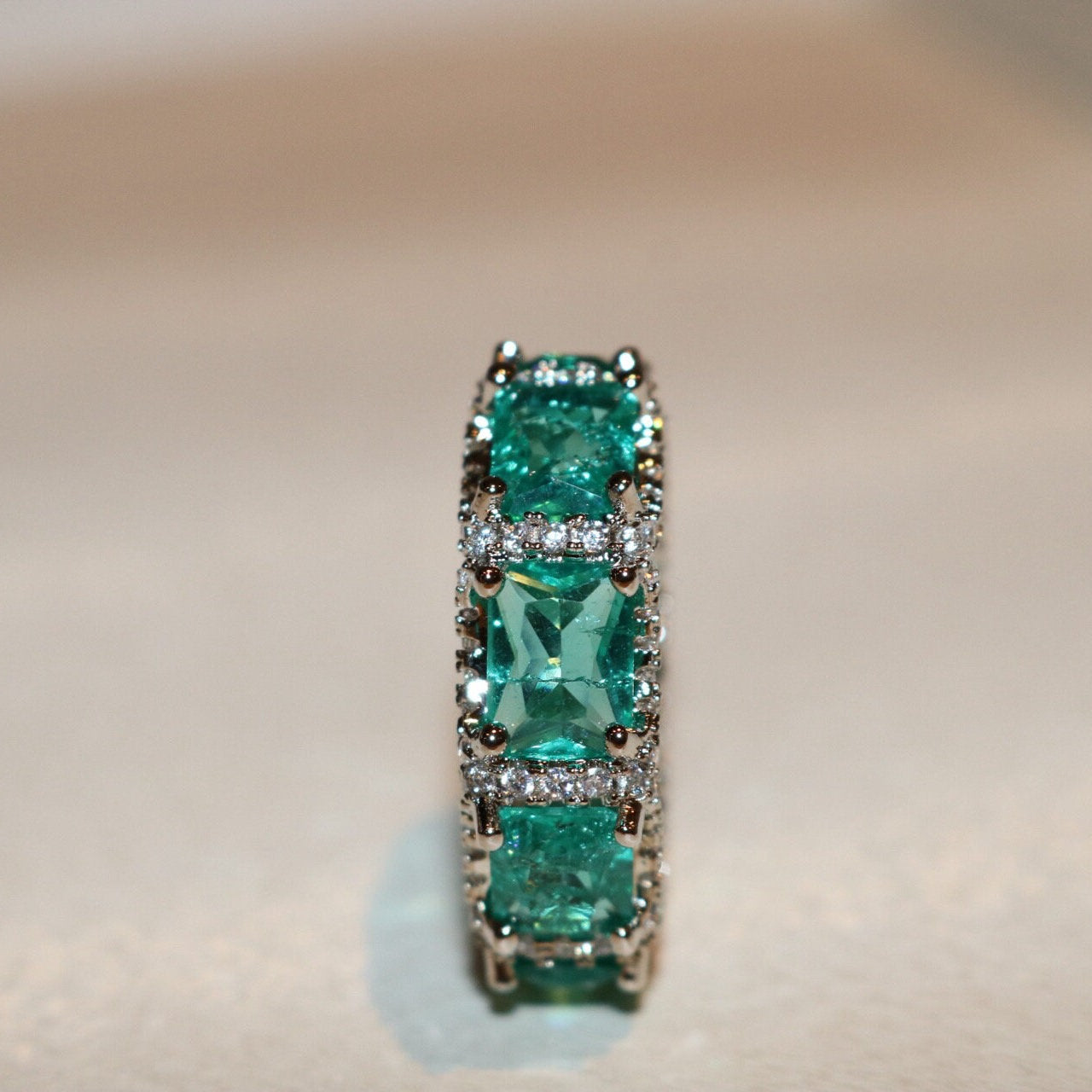 Olivenorma Ocean Blue Paraiba Turmalin Voll Ewigkeit Ring 