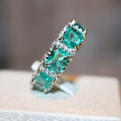 Olivenorma Ocean Blue Paraiba Turmalin Voll Ewigkeit Ring 