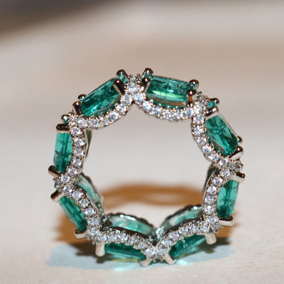 Olivenorma Ocean Blue Paraiba Turmalin Voll Ewigkeit Ring 