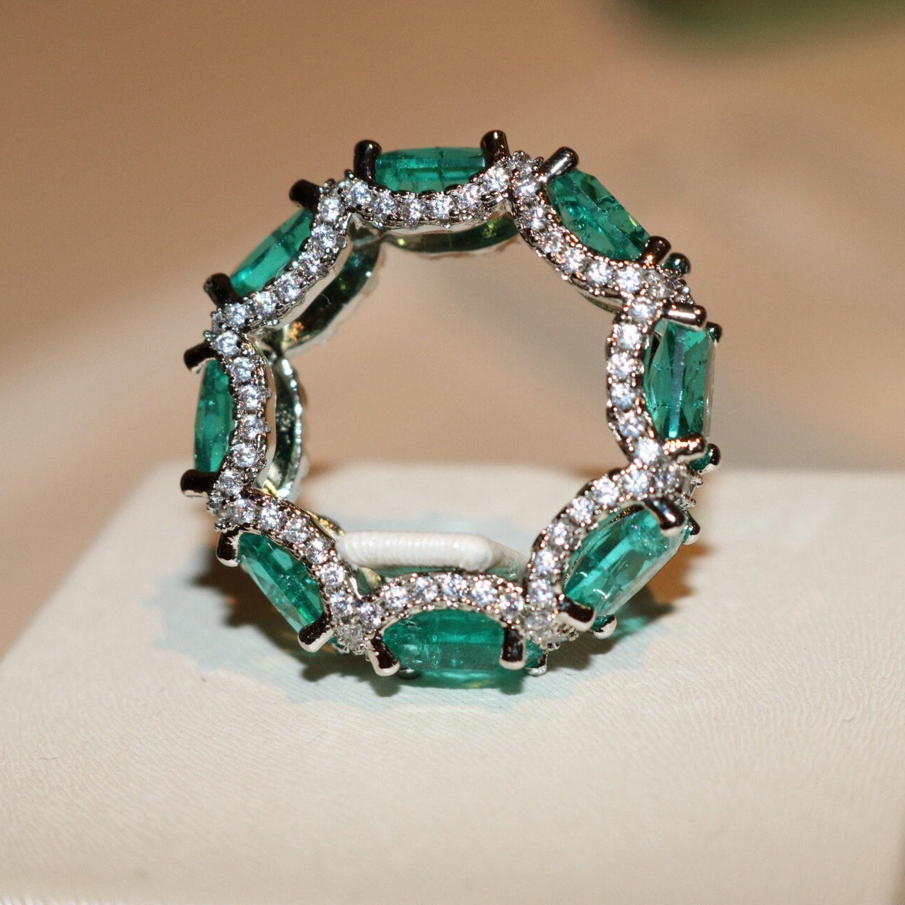 Olivenorma Ocean Blue Paraiba Turmalin Voll Ewigkeit Ring 