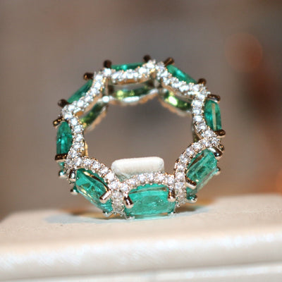 Olivenorma Ocean Blue Paraiba Turmalin Voll Ewigkeit Ring 