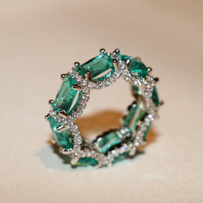 Olivenorma Ocean Blue Paraiba Turmalin Voll Ewigkeit Ring 