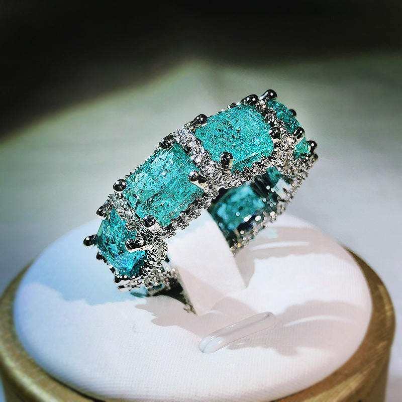 Olivenorma Ocean Blue Paraiba Turmalin Voll Ewigkeit Ring 