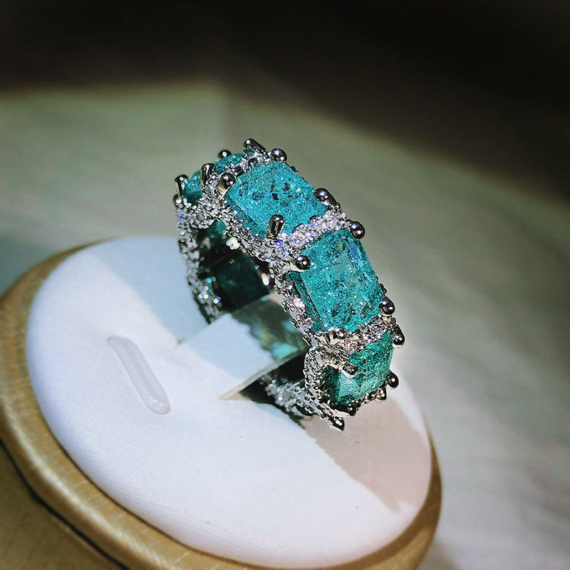 Olivenorma Ocean Blue Paraiba Turmalin Voll Ewigkeit Ring 