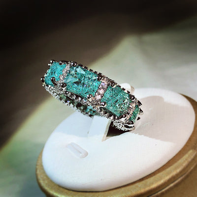 Olivenorma Ocean Blue Paraiba Turmalin Voll Ewigkeit Ring 