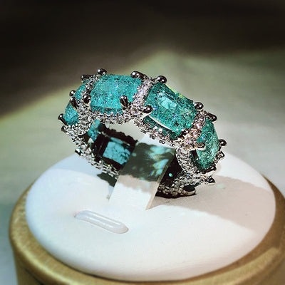 Olivenorma Ocean Blue Paraiba Turmalin Voll Ewigkeit Ring 