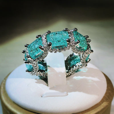 Olivenorma Ocean Blue Paraiba Turmalin Voll Ewigkeit Ring 