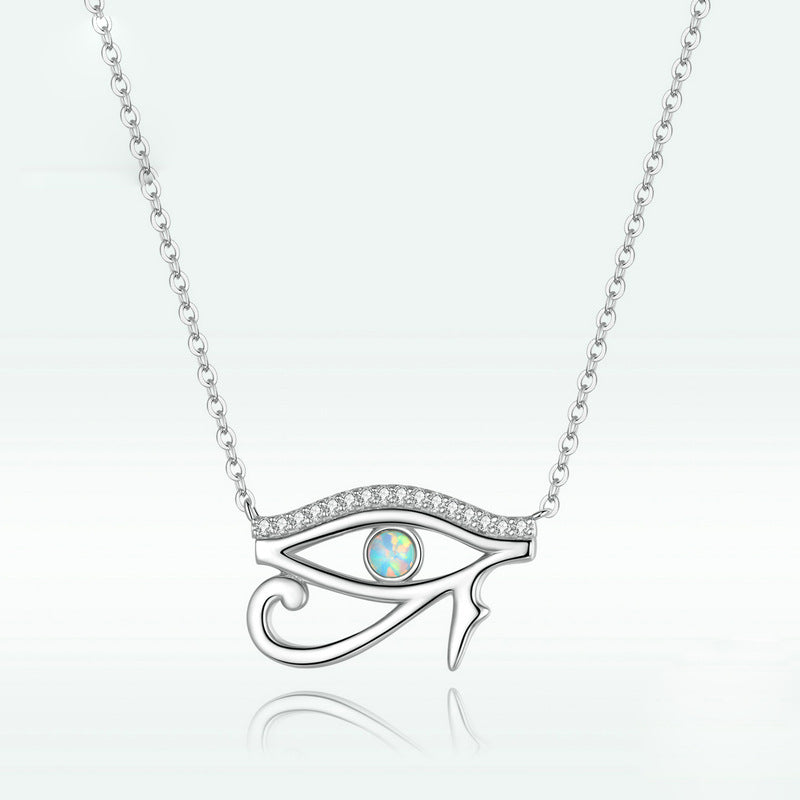 Olivenorma Auge des Horus Opal Sterlingsilber S925 Halskette