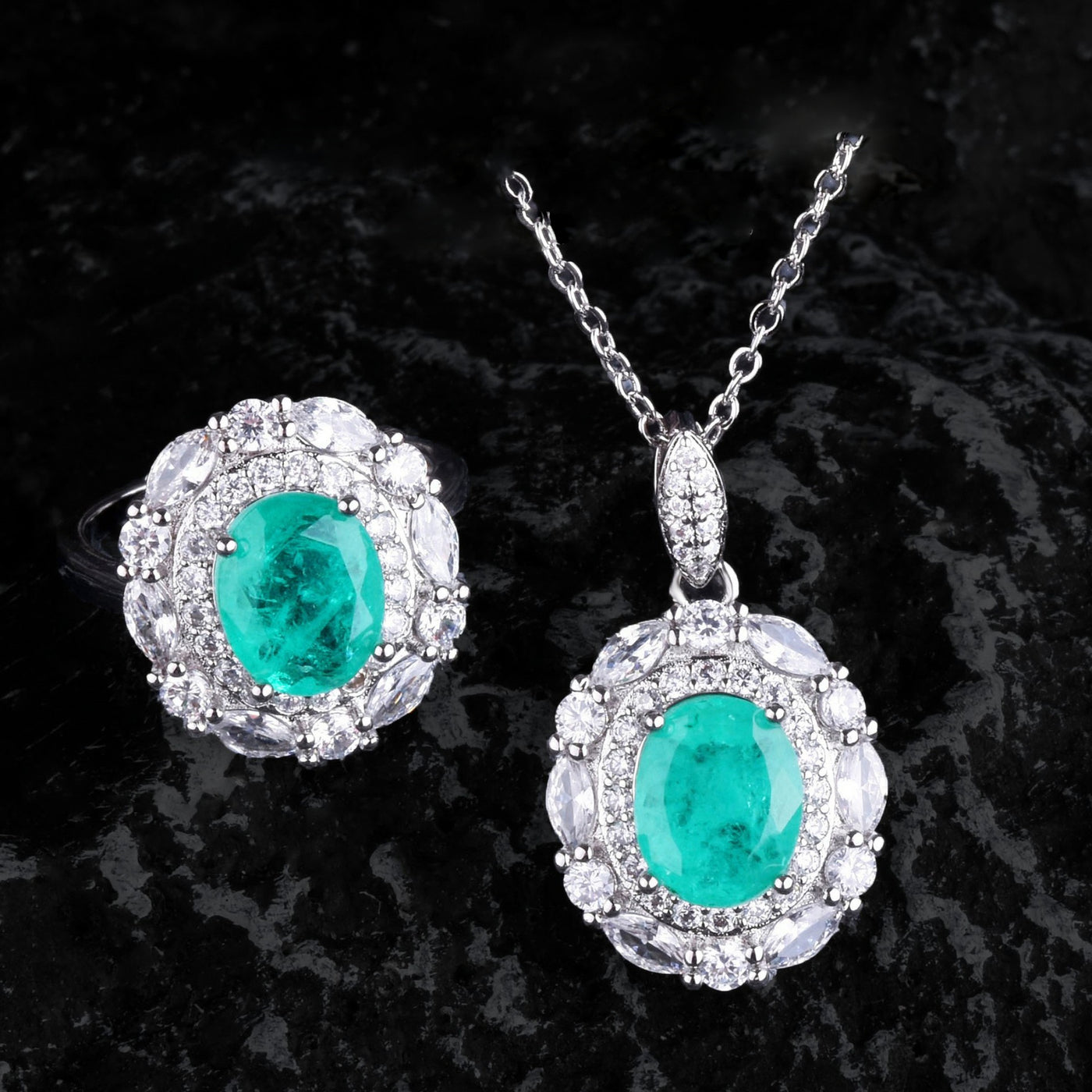 Olivenorma Flowers Paraiba Turmalin Schmuckset 