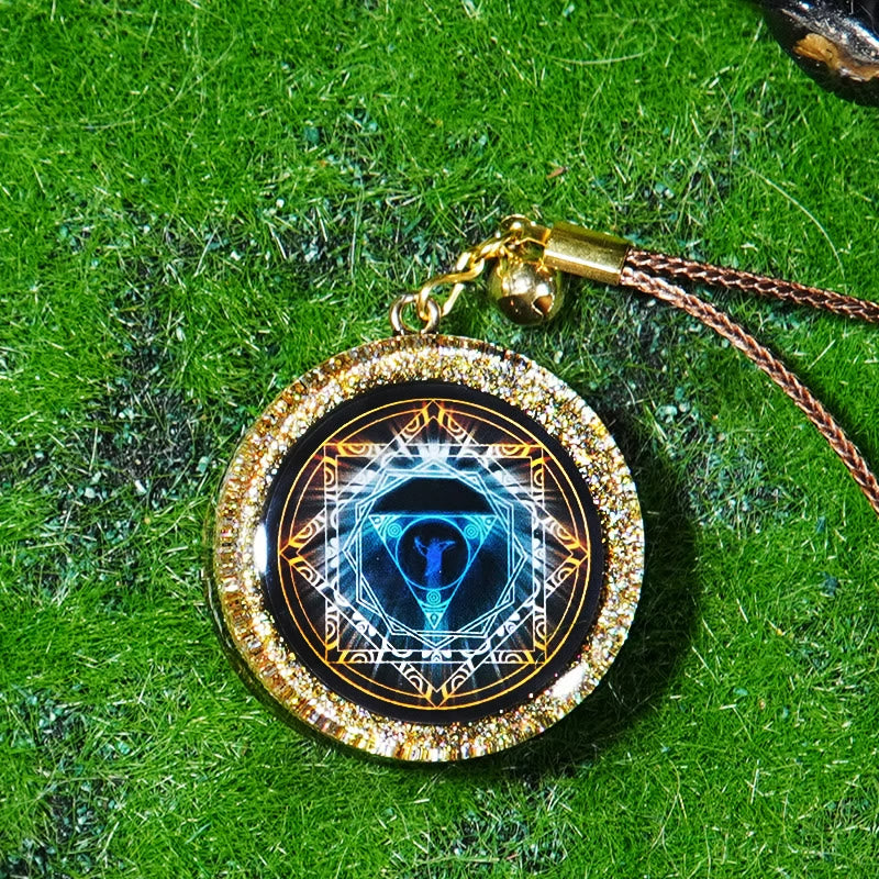 Olivenorma Obsidian Metatrons Würfel Orgone Halskette