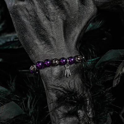 Olivenorma Männer Amethyst Feder Anhänger Perlen Armband