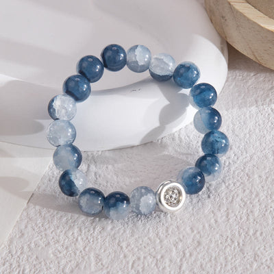 Olivenorma Armband mit blauen Glas-Kristallperlen 