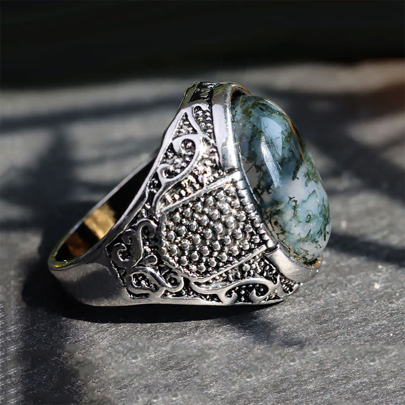 Olivenorma Green Peace - Retro Moosachat Ring