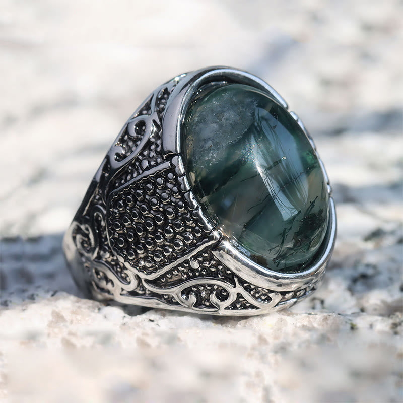 Olivenorma Green Peace - Retro Moosachat Ring