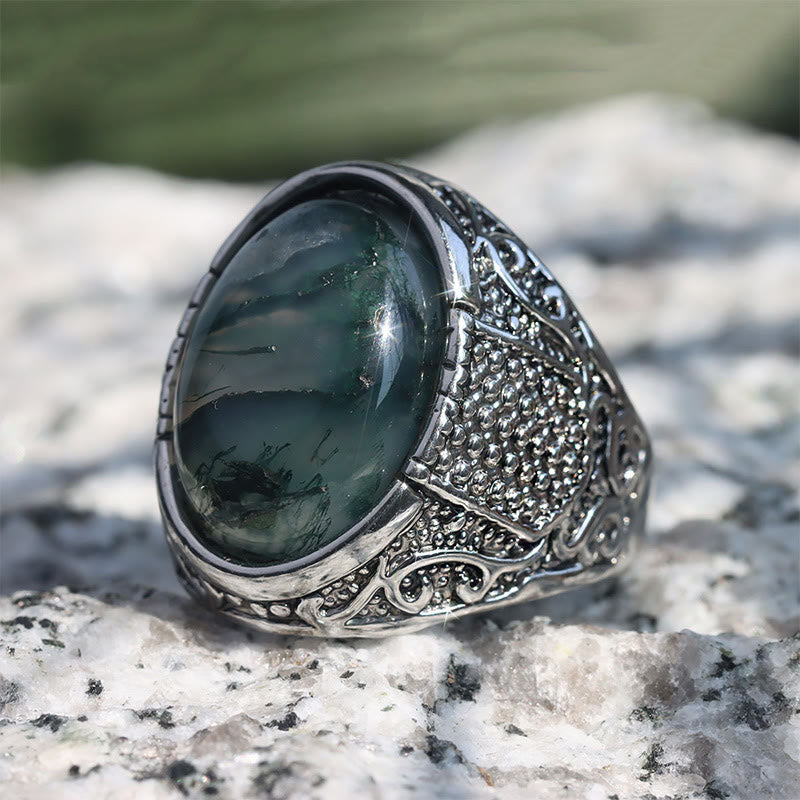 Olivenorma Green Peace - Retro Moosachat Ring