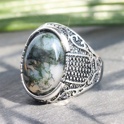 Olivenorma Green Peace - Retro Moosachat Ring