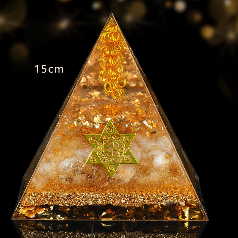 Olivenorma Glückliche und Wohlhabende Natürliche Citrin-Orgon-Pyramide