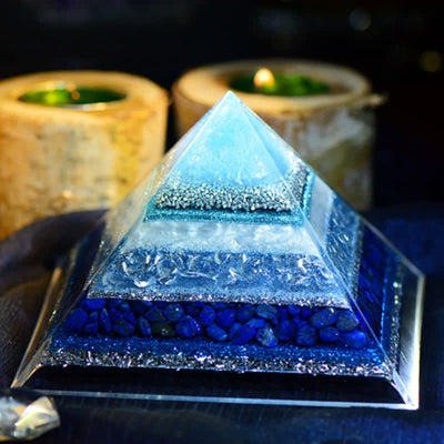 Olivenorma "Behalte Frieden" Lapis Lazuli Orgon Pyramide