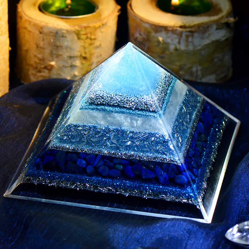 Olivenorma "Behalte Frieden" Lapis Lazuli Orgon Pyramide