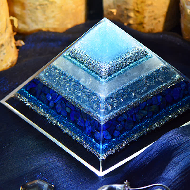 Olivenorma "Behalte Frieden" Lapis Lazuli Orgon Pyramide