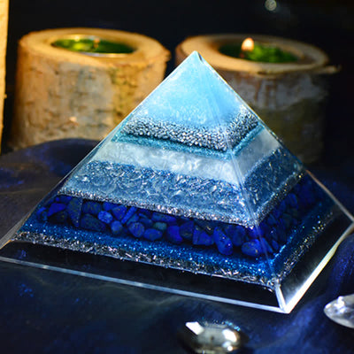 Olivenorma "Behalte Frieden" Lapis Lazuli Orgon Pyramide