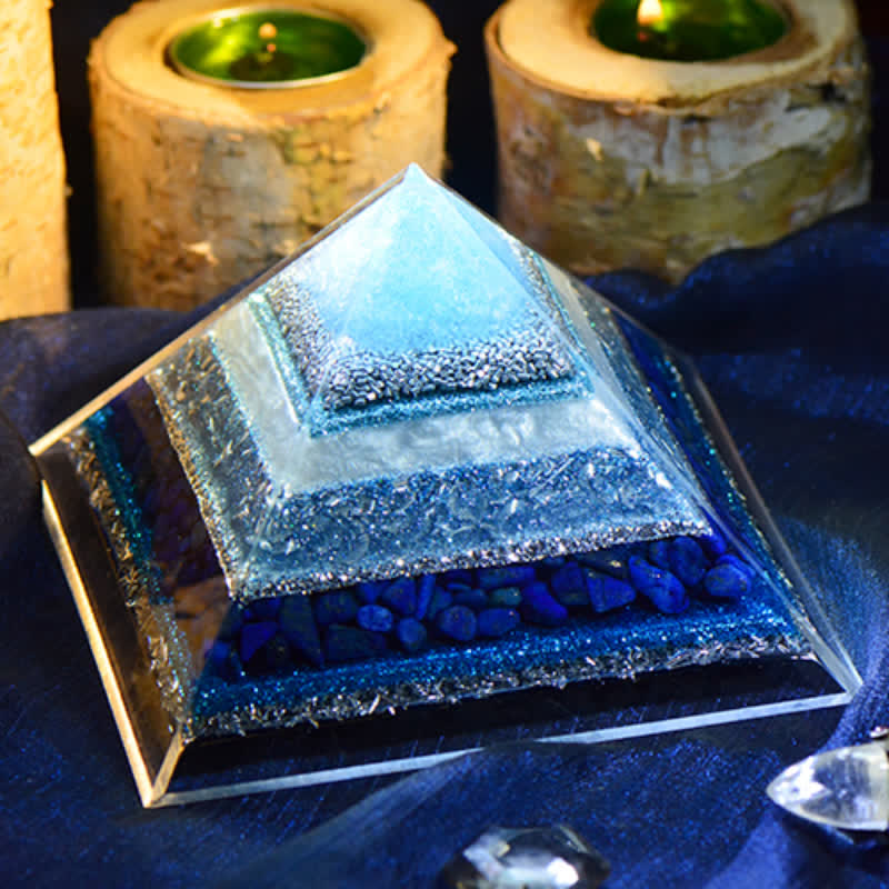 Olivenorma "Behalte Frieden" Lapis Lazuli Orgon Pyramide