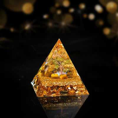 Olivenorma Peridot Tiger Eye Lebensbaum Orgonpyramide