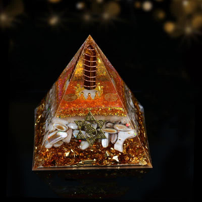 Olivenorma 10 cm Glückszauber Natürliches Kristallprisma Orgone Pyramide