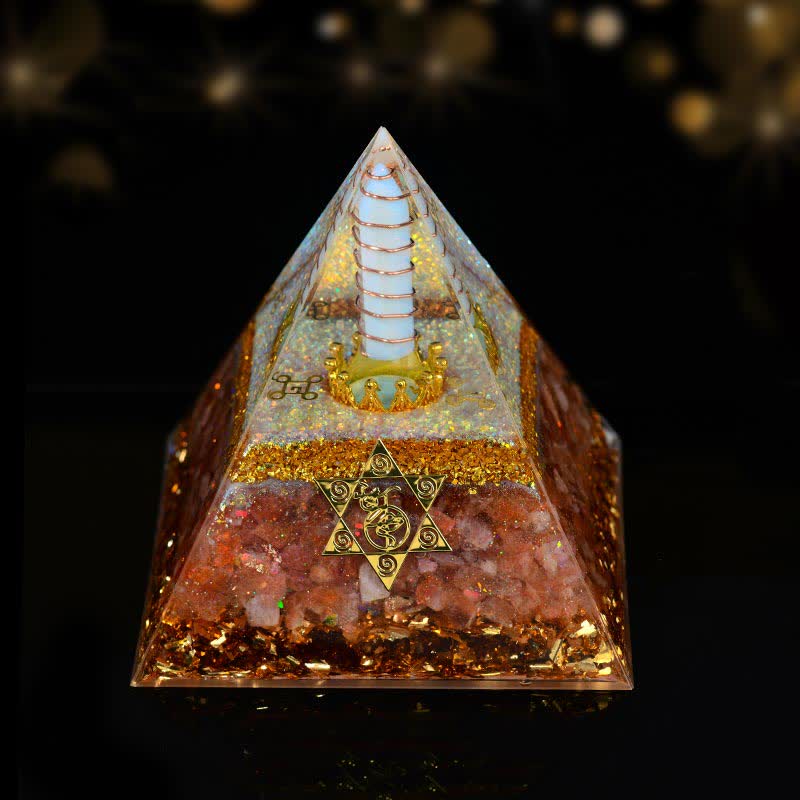 Olivenorma 10 cm Glückszauber Natürliches Kristallprisma Orgone Pyramide