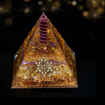 Olivenorma 10 cm Glückszauber Natürliches Kristallprisma Orgone Pyramide