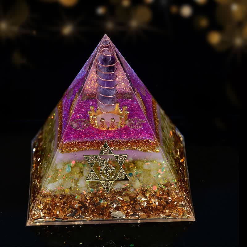 Olivenorma 10 cm Glückszauber Natürliches Kristallprisma Orgone Pyramide