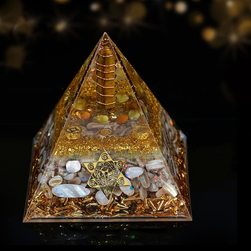 Olivenorma 10 cm Glückszauber Natürliches Kristallprisma Orgone Pyramide