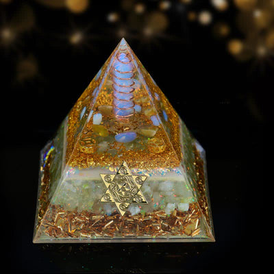 Olivenorma 10 cm Glückszauber Natürliches Kristallprisma Orgone Pyramide