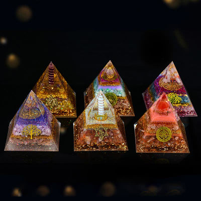 Olivenorma 10 cm Glückszauber Natürliches Kristallprisma Orgone Pyramide