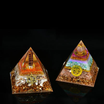 Olivenorma 10 cm Glückszauber Natürliches Kristallprisma Orgone Pyramide