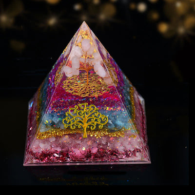 Olivenorma 10cm Natürlicher Kristall Lebensbaum Orgone Pyramide